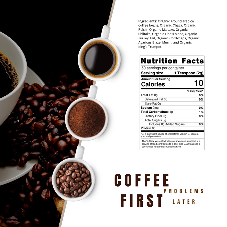 Organic 9 Mushroom Blend Coffee (40 Servings) - Image 2