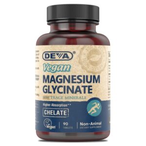 DEVA Vegan Magnesium Glycinate 300mg with Trace Minerals, 90 Tablets