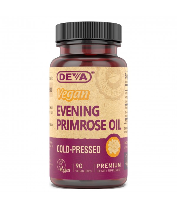 DEVA Vegan Evening Primrose Oil, Cold-Pressed, Unrefined, 90 Capsules